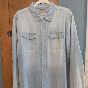 Marine Layer Classic Denim Shirt – Medium Wash, Size Large, 100% Cotton